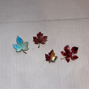 Vintage Leaf Brooch Lot Of 4 Maple / Oak Tree Leaf Brooches